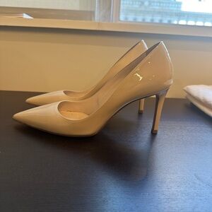 Prada Pointed Toe 85mm Pumps, Patent Leather Nude